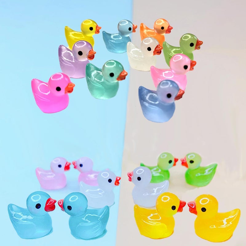 Cidinge 100 Pcs Luminous Mini Resin Ducks Tiny Glow in The Dark Duck Micro Garden Landscape Potted Plants Decoration Aquarium Dollhouse Ornament for Family Crafts Decor - Image 2